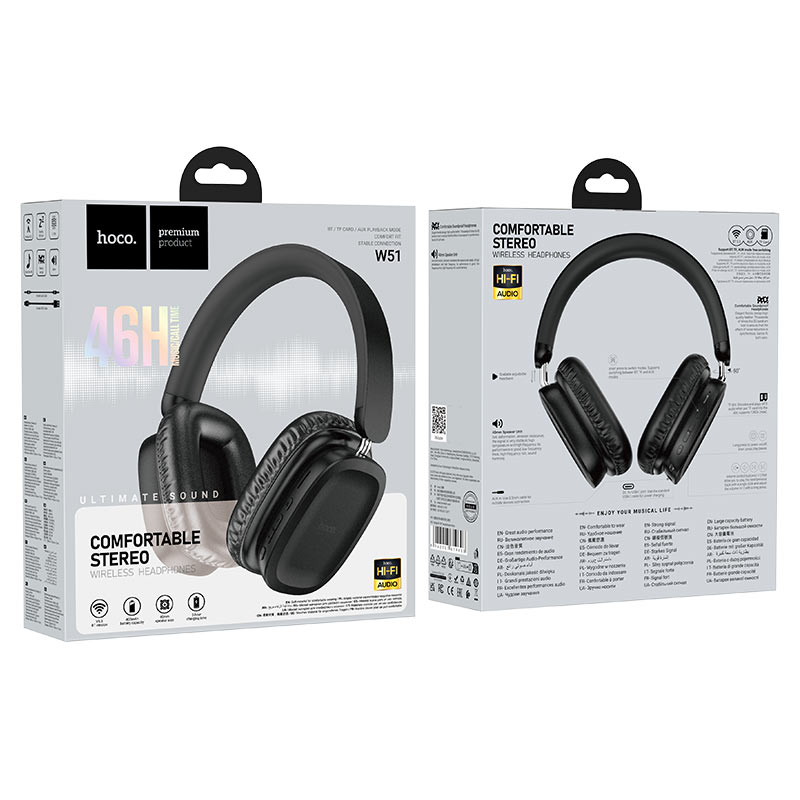 Handsfree Bluetooth HOCO W51 Delightful, A2DP, Negru