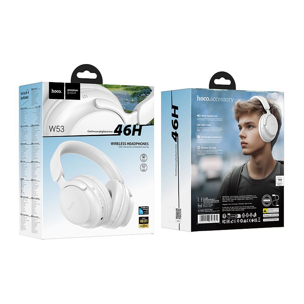 Handsfree Bluetooth HOCO W53, A2DP, Alb