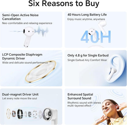 Handsfree Bluetooth Honor Choice X7e, TWS, ANC, Alb 5504ABHF