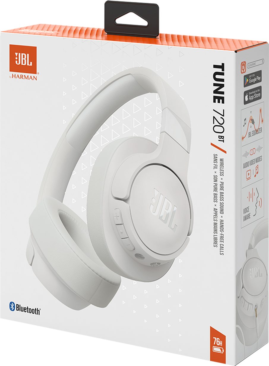 Zestaw głośnomówiący Bluetooth JBL Tune 720BT, MultiPoint, A2DP, biały 