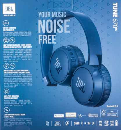 Handsfree Bluetooth JBL Tune 670NC, MultiPoint, A2DP, ANC, Albastru JBLT670NCBLUAP