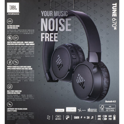 Handsfree Bluetooth JBL Tune 670NC, MultiPoint, A2DP, ANC, Negru JBLT670NCBLKAP