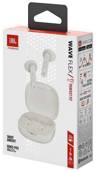 Handsfree Bluetooth JBL Wave Flex, TWS, Multipoint, Alb JBLWFLEXWHT