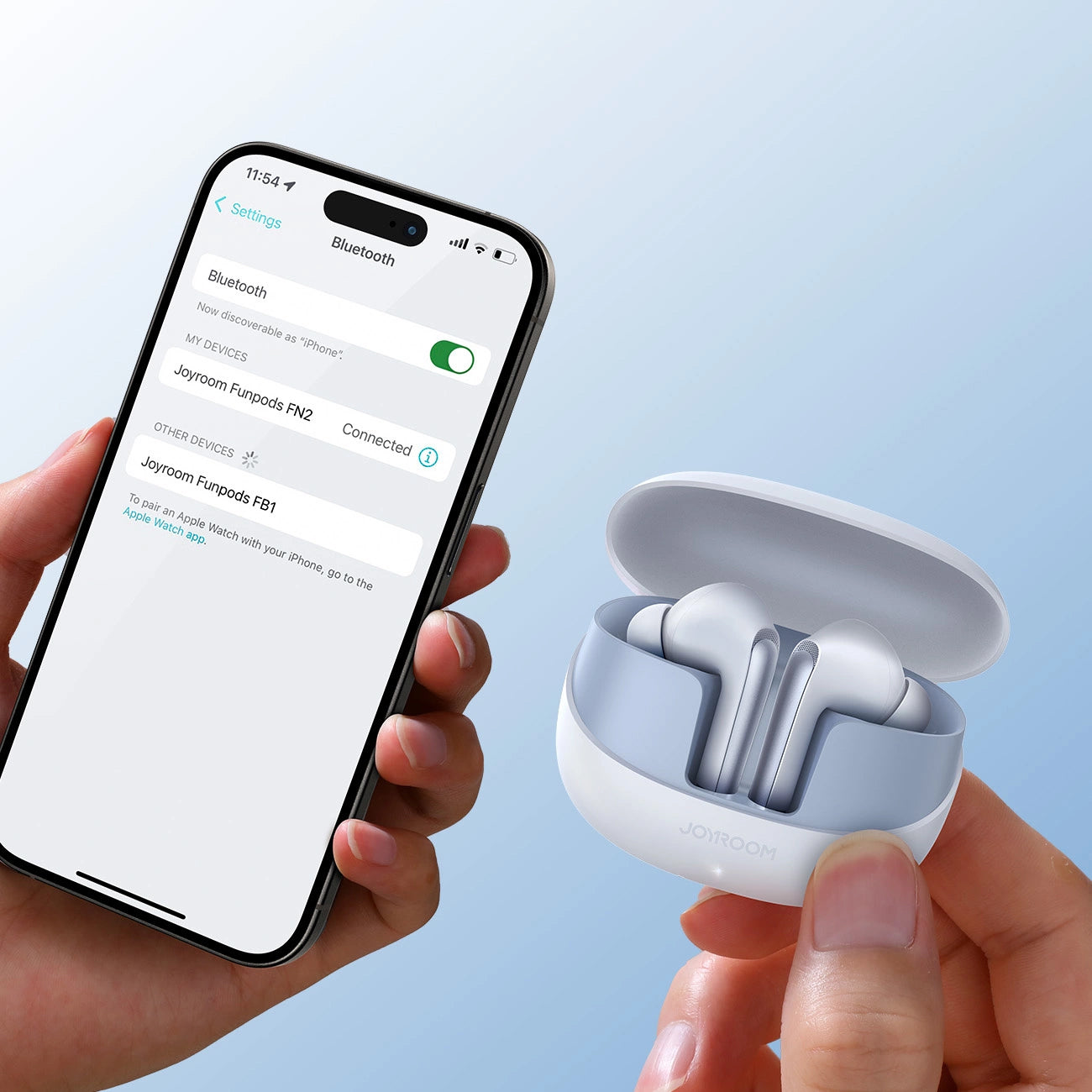 Handsfree Bluetooth Joyroom Funpods JR-FN2, TWS, ANC, Alb