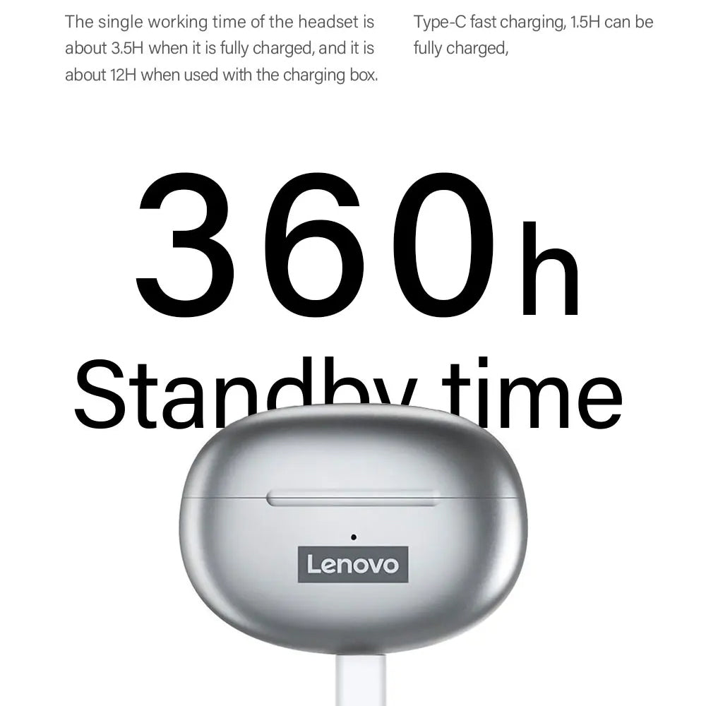 Handsfree Bluetooth Lenovo ThinkPlus LP5, TWS, Alb