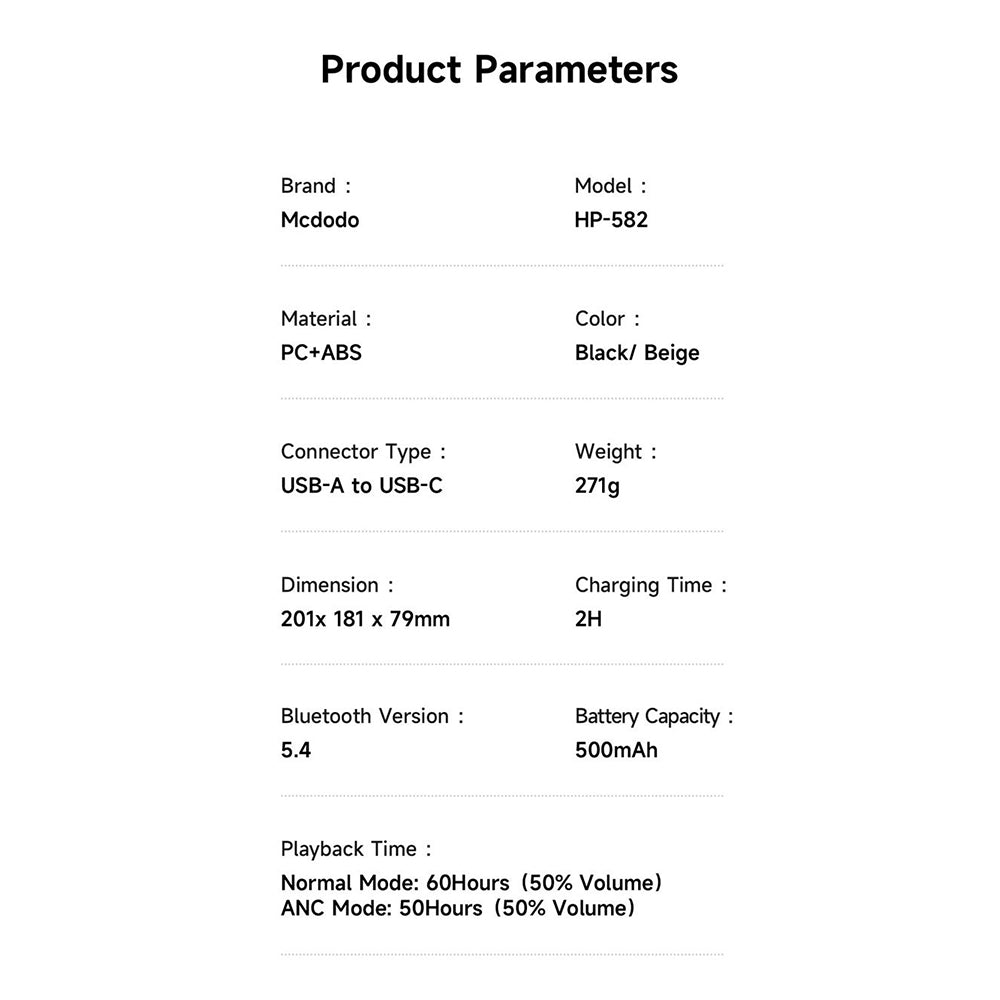 Handsfree Bluetooth McDodo HP-5820 T03, A2DP, ANC, Negru