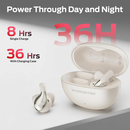 Handsfree Bluetooth Monster AC225, TWS, Crem Deschis