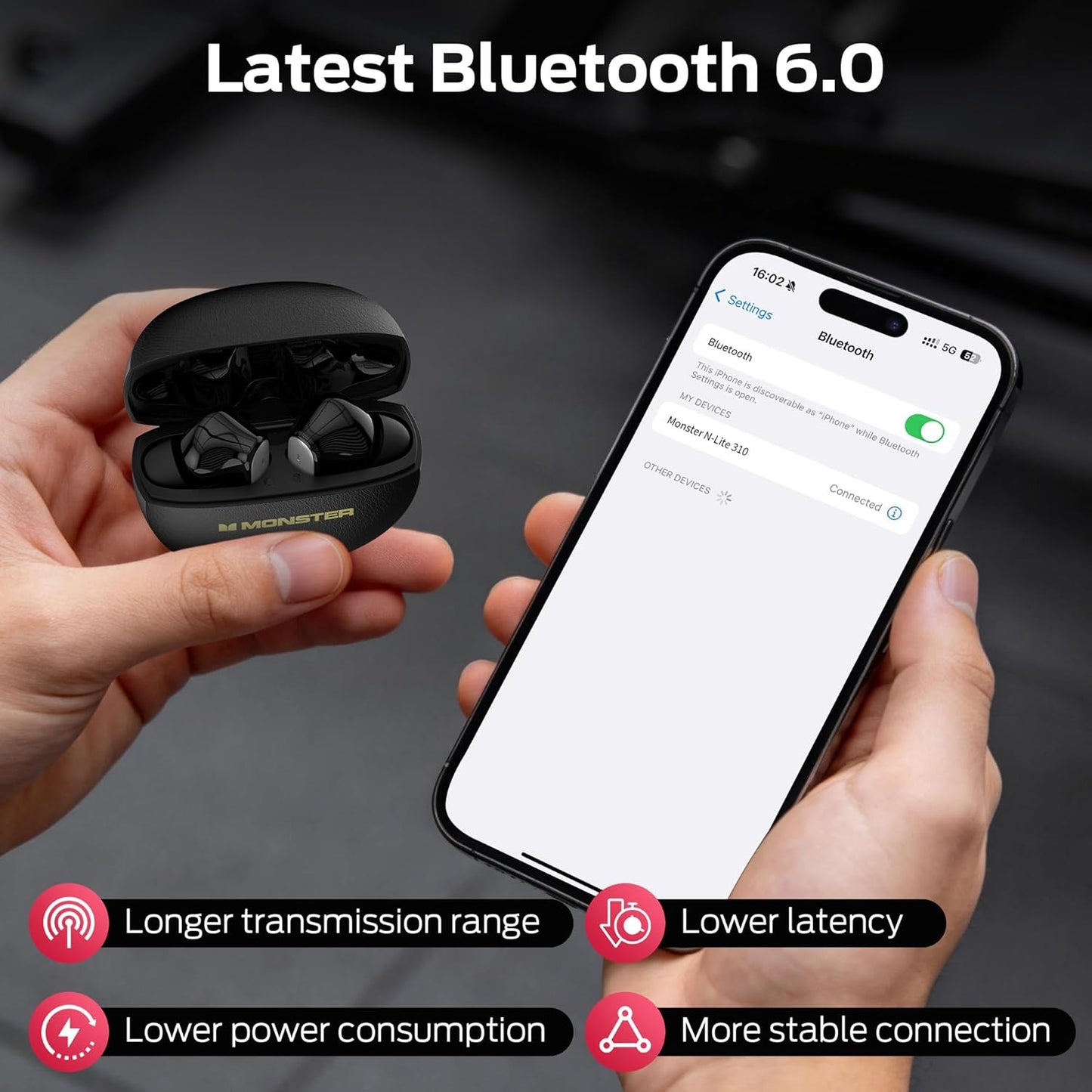Handsfree Bluetooth Monster N-Lite 310, TWS, Negru