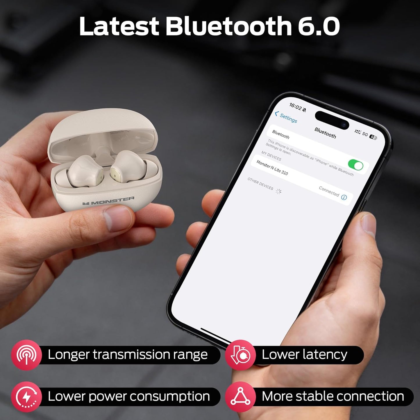 Handsfree Bluetooth Monster N-Lite 310, TWS, Crem Deschis