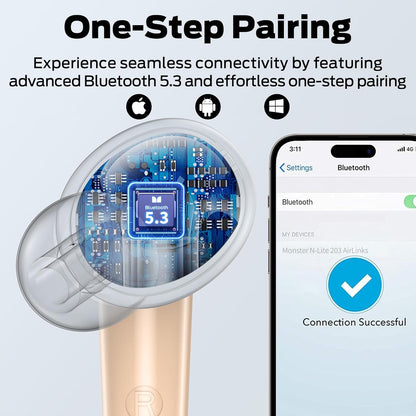 Handsfree Bluetooth Monster N-Lite 203 AirLinks, TWS, Auriu
