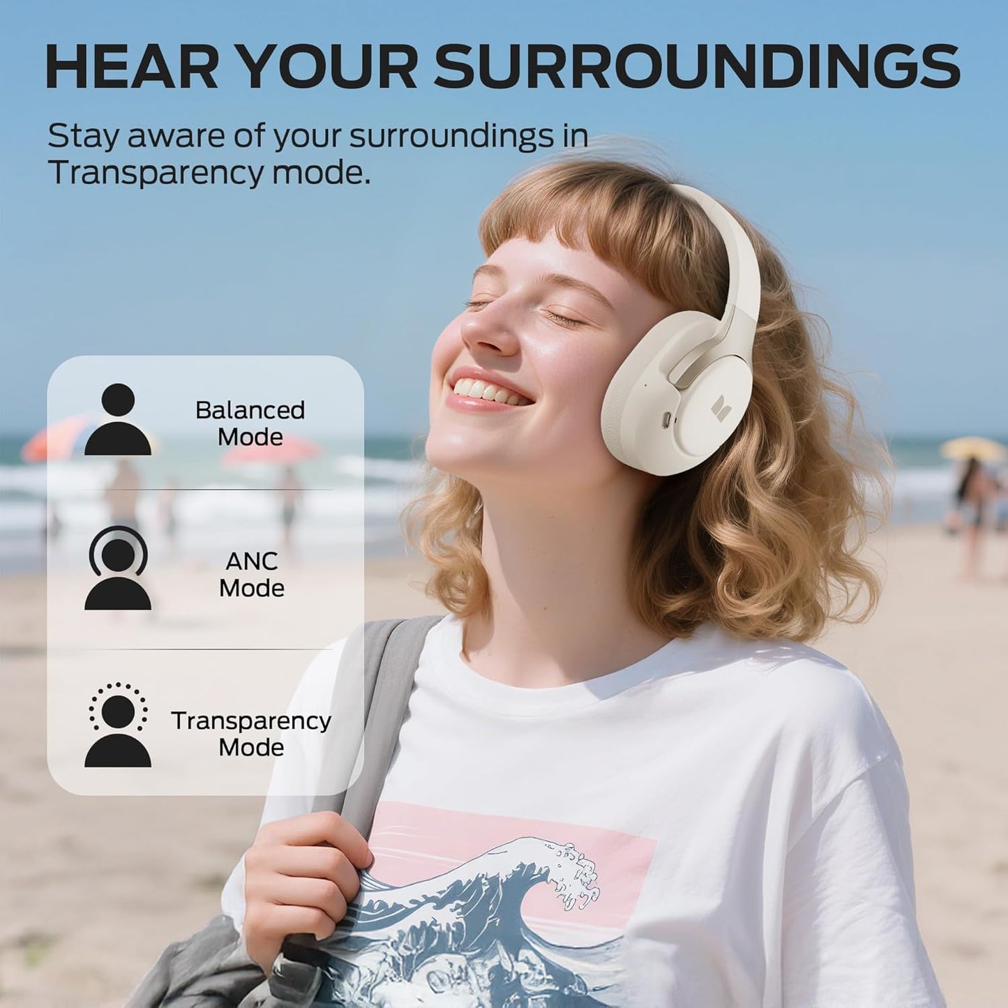 Handsfree Bluetooth Monster Persona 5th, MultiPoint, A2DP, ANC, Alb