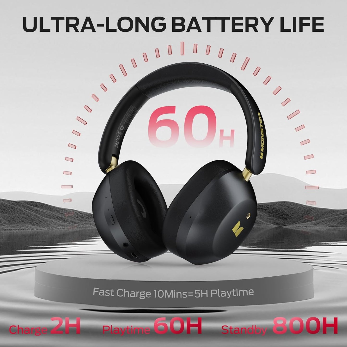 Handsfree Bluetooth Monster Persona 6th, MultiPoint, A2DP, ANC, Negru