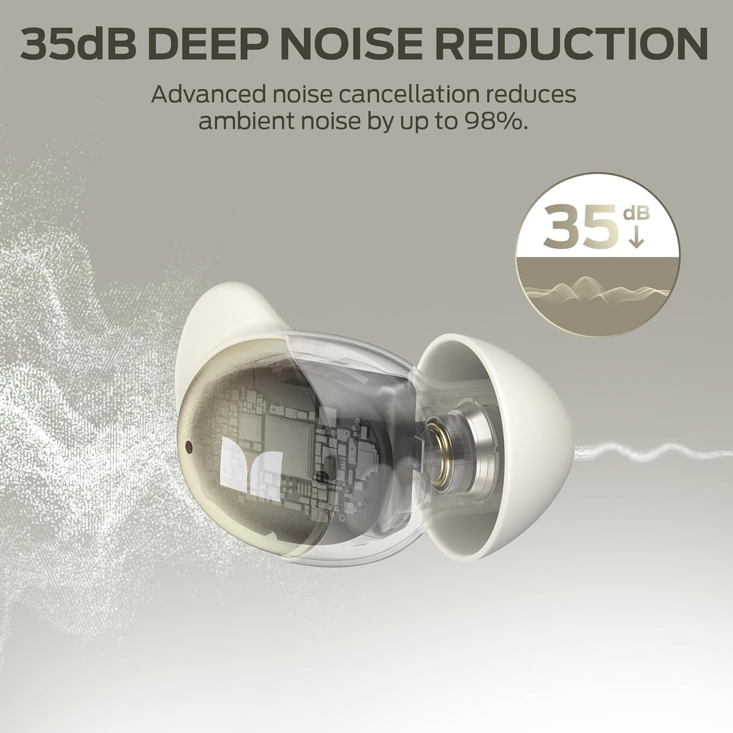 Handsfree Bluetooth Monster Sleep Ear200, TWS, ANC, Auriu