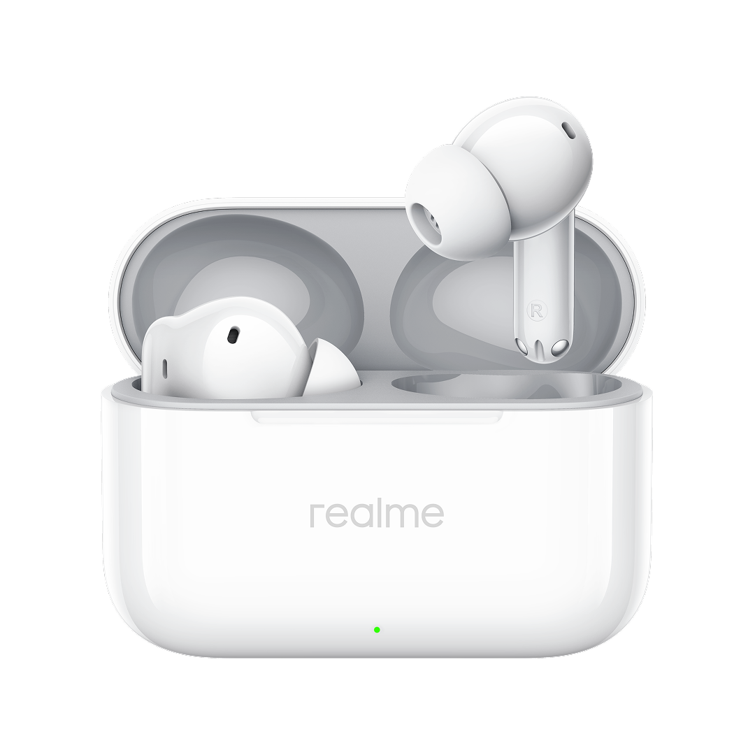 Handsfree Bluetooth Realme Buds T200, TWS, ANC, MultiPoint, Alb