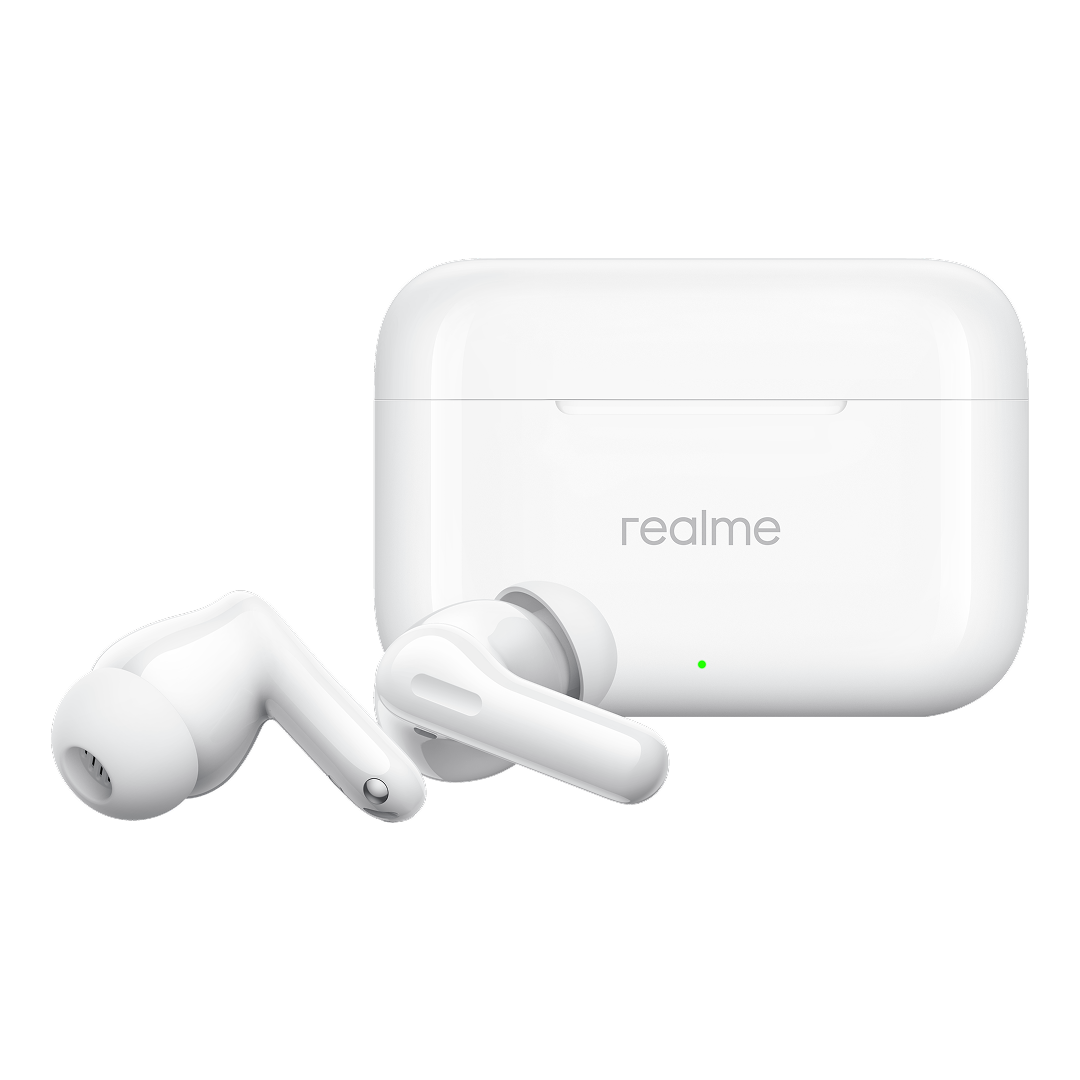 Handsfree Bluetooth Realme Buds T200, TWS, ANC, MultiPoint, Alb