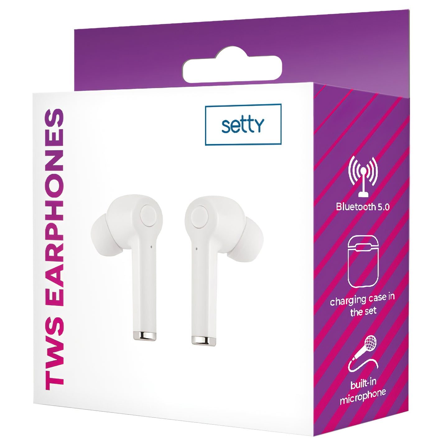 Handsfree Bluetooth Setty ECA-01, TWS, Alb