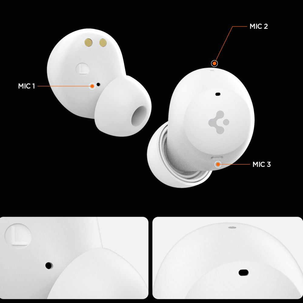 Handsfree Bluetooth Spigen SA2401, TWS, ANC, Alb ASD07963