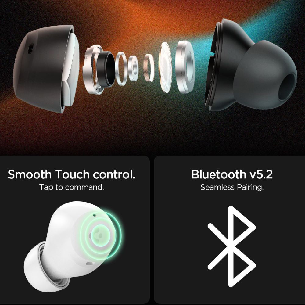 Handsfree Bluetooth Spigen SA2401, TWS, ANC, Negru