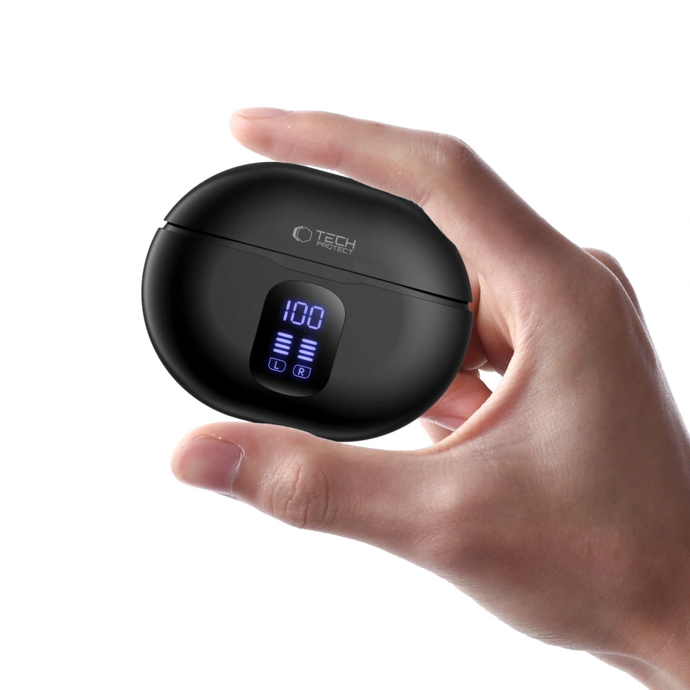 Handsfree Bluetooth Tech-Protect Ultraboost Pro G2, TWS, Negru