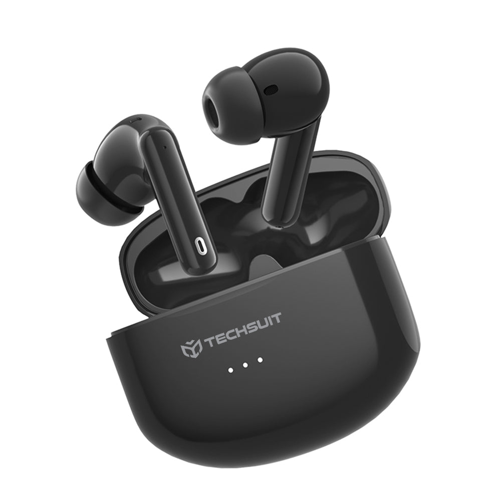 Handsfree Bluetooth Techsuit CW1 Audira Pro, TWS, ANC, Negru
