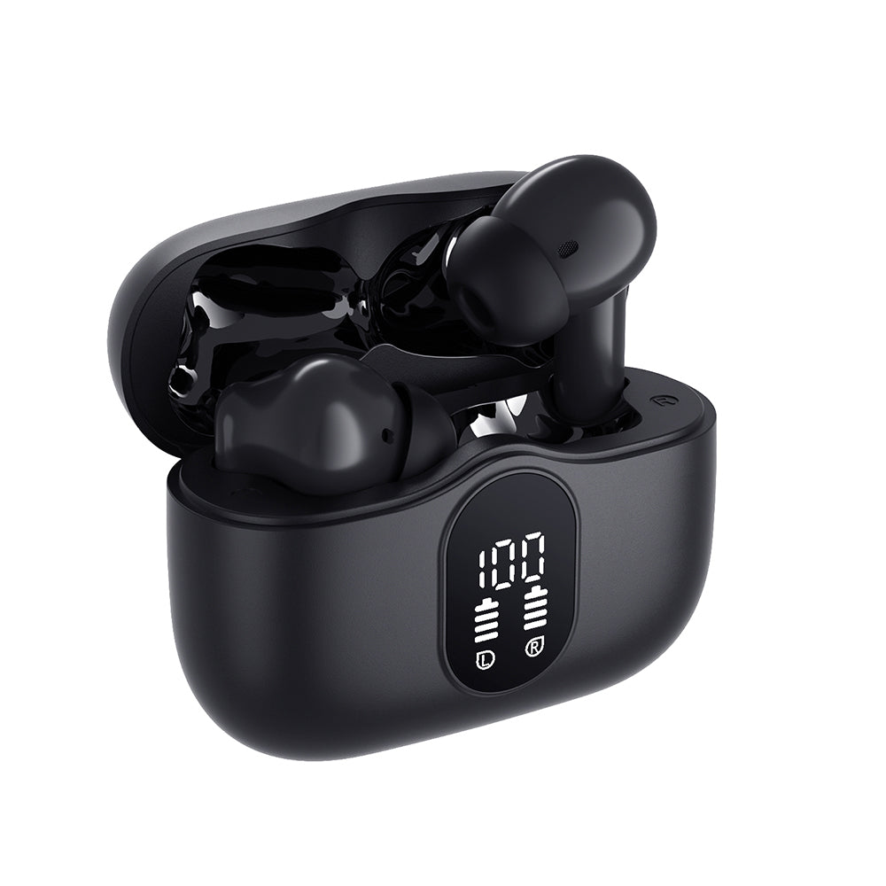 Handsfree Bluetooth Techsuit CW3 WaveBeat 100, TWS, ANC, Negru
