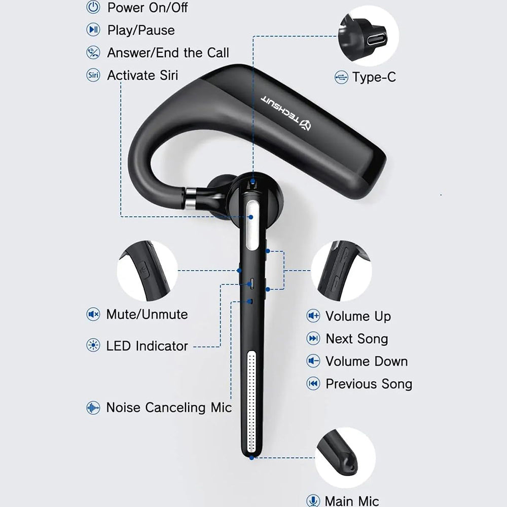 Handsfree Bluetooth Techsuit PowerTalks G6, MultiPoint, A2DP, Negru