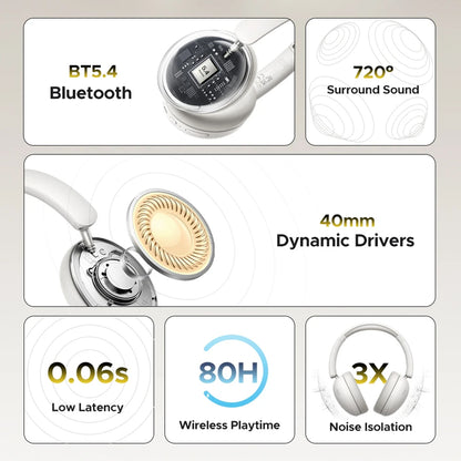 Handsfree Bluetooth UGREEN HiTune Max 2 HP205, MultiPoint, A2DP, ANC, Negru