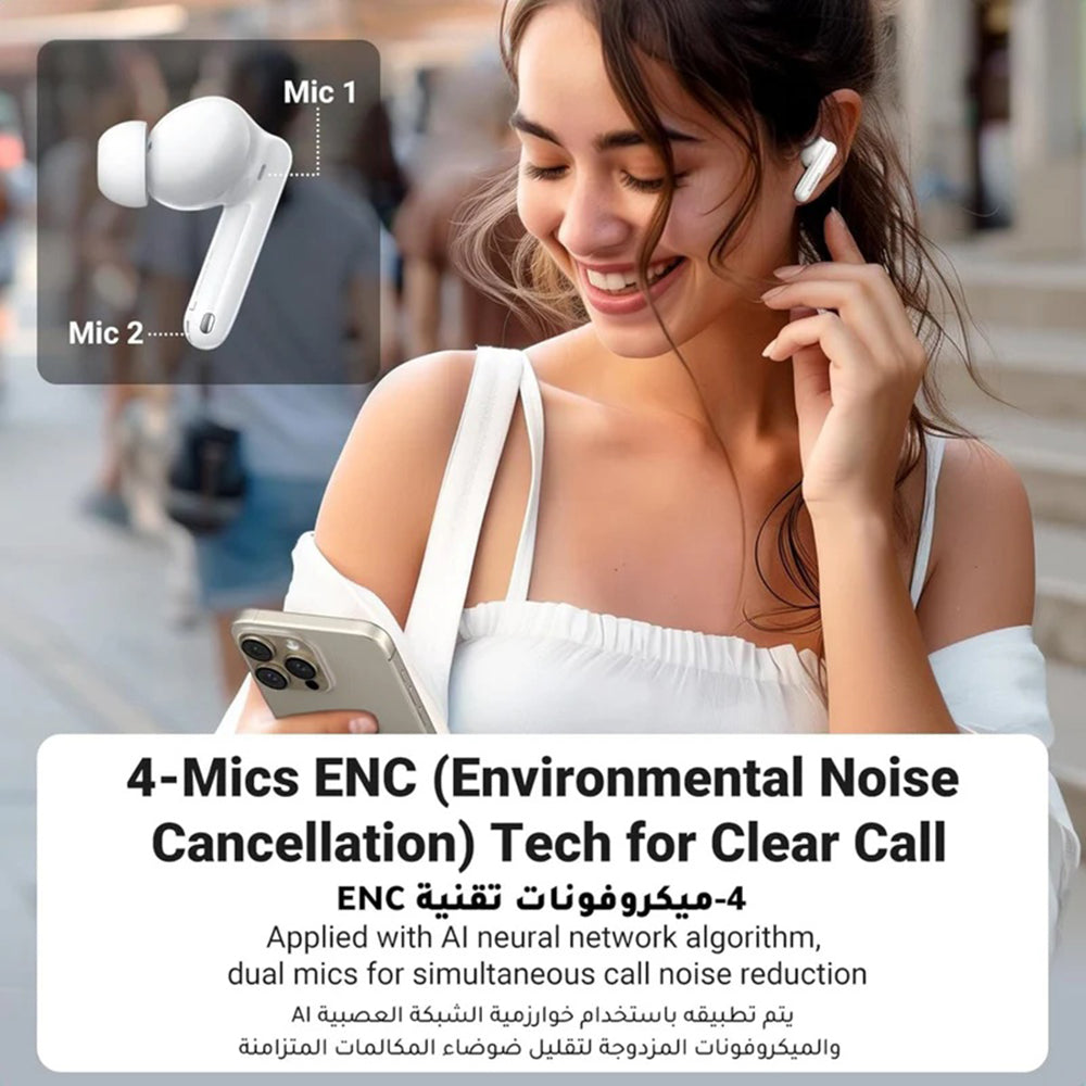 Handsfree Bluetooth UGREEN HiTune T3 Pro WS206, TWS, ANC, MultiPoint, Alb
