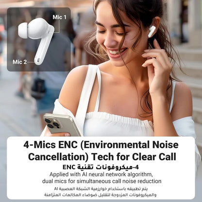 Handsfree Bluetooth UGREEN HiTune T3 Pro WS206, TWS, ANC, MultiPoint, Alb