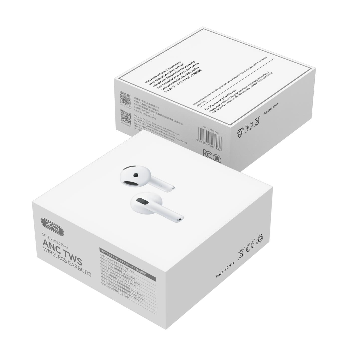 Handsfree Bluetooth XO Design Q7 Pods, TWS, ANC, Alb