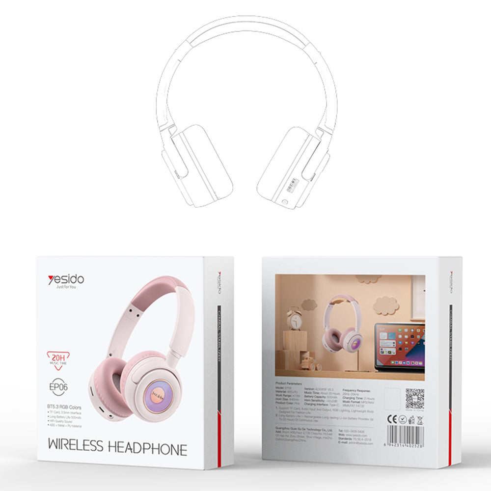 Handsfree Bluetooth Yesido EP06 Kids, A2DP, Negru