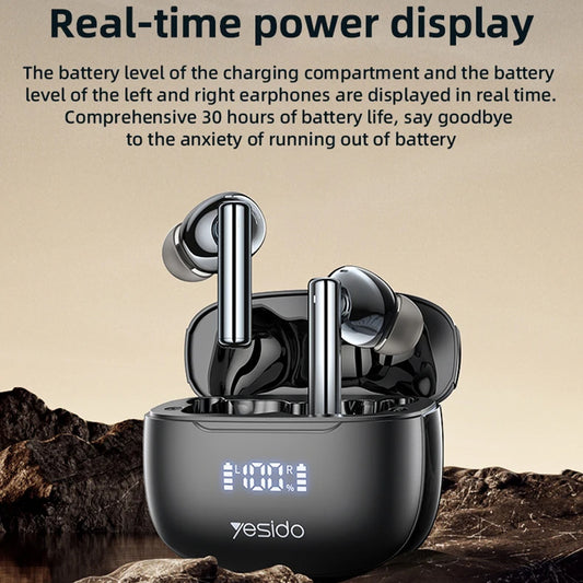 Handsfree Bluetooth Yesido TWS23, TWS, ANC, Negru