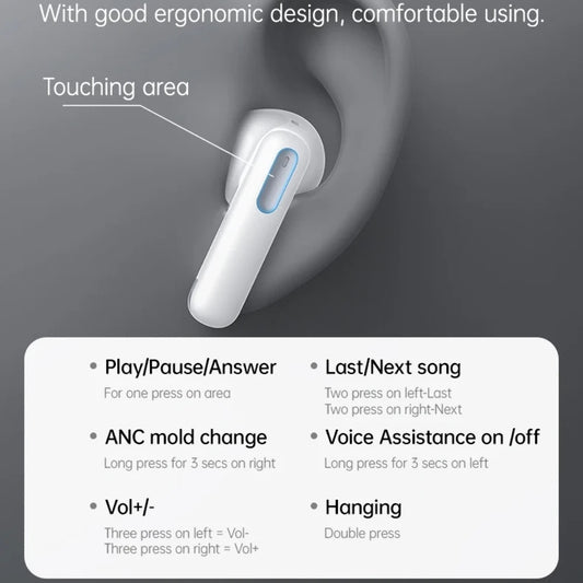 Handsfree Bluetooth Yesido TWS34, TWS, ANC, Alb