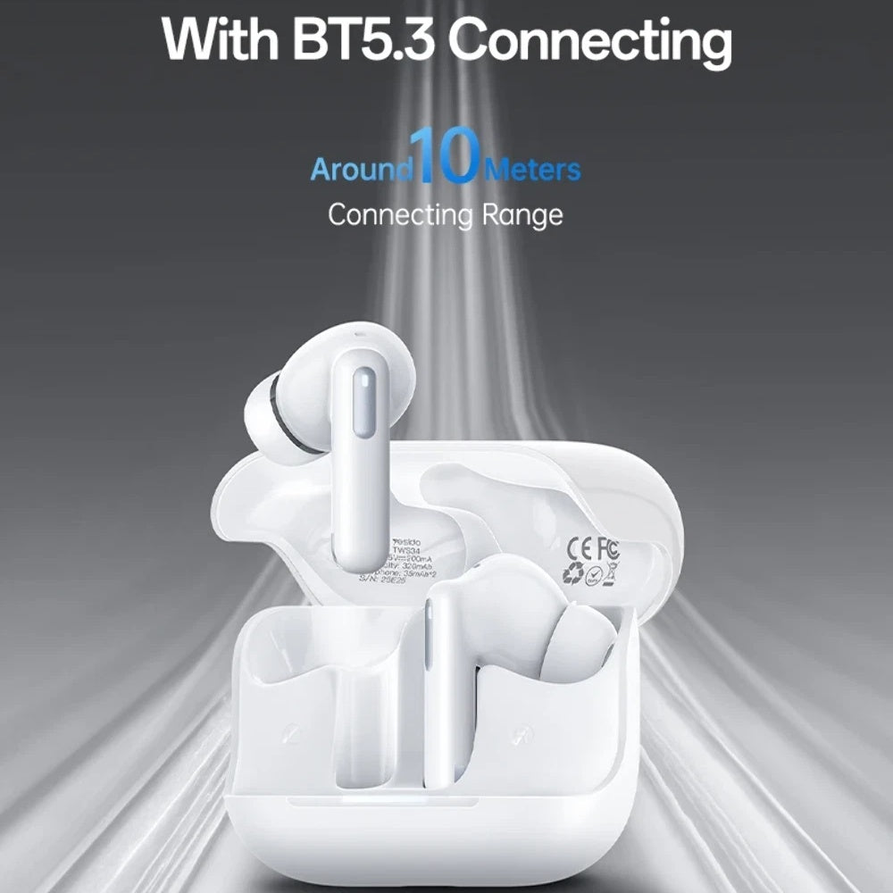 Handsfree Bluetooth Yesido TWS34, TWS, ANC, Alb