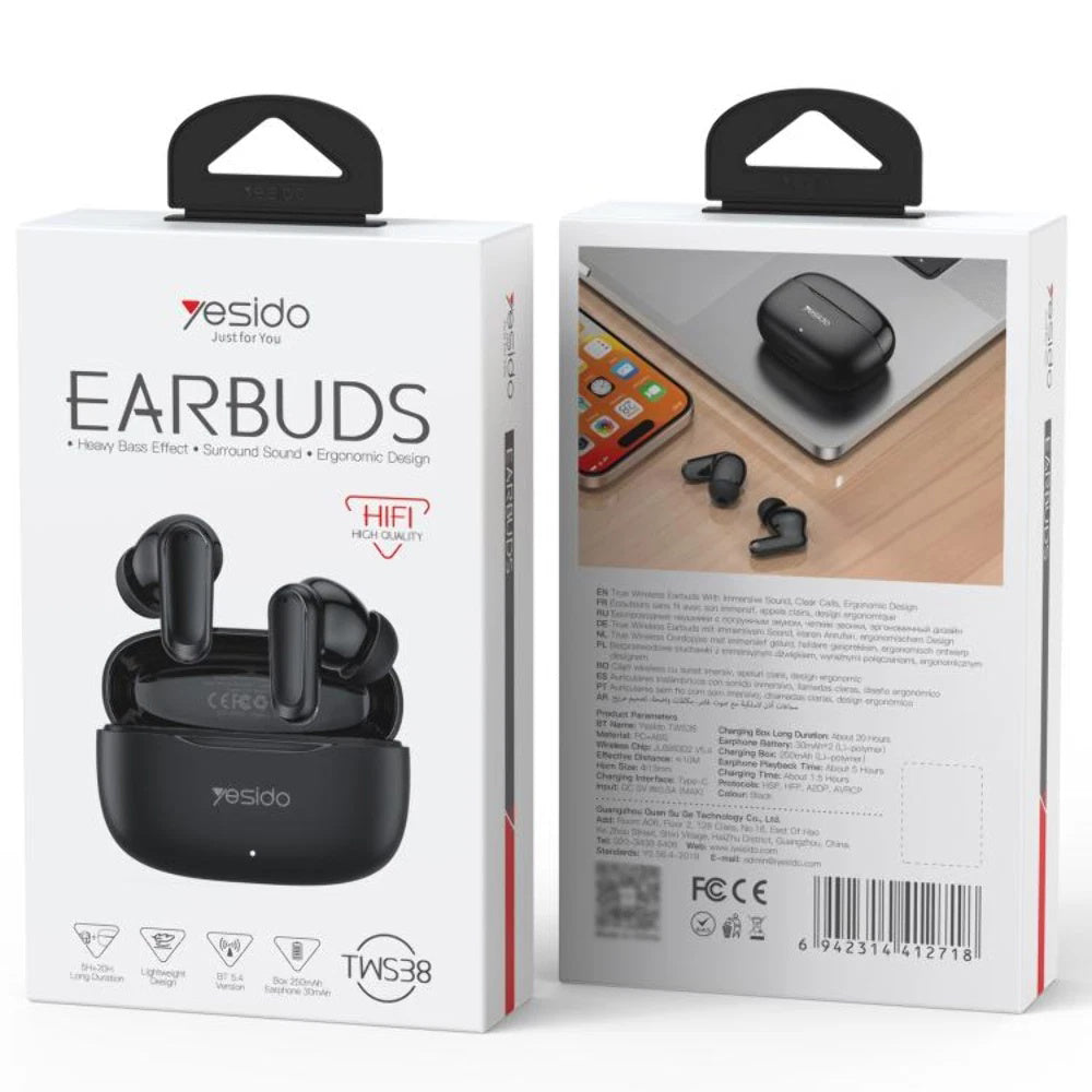 Handsfree Bluetooth Yesido TWS38, TWS, Alb