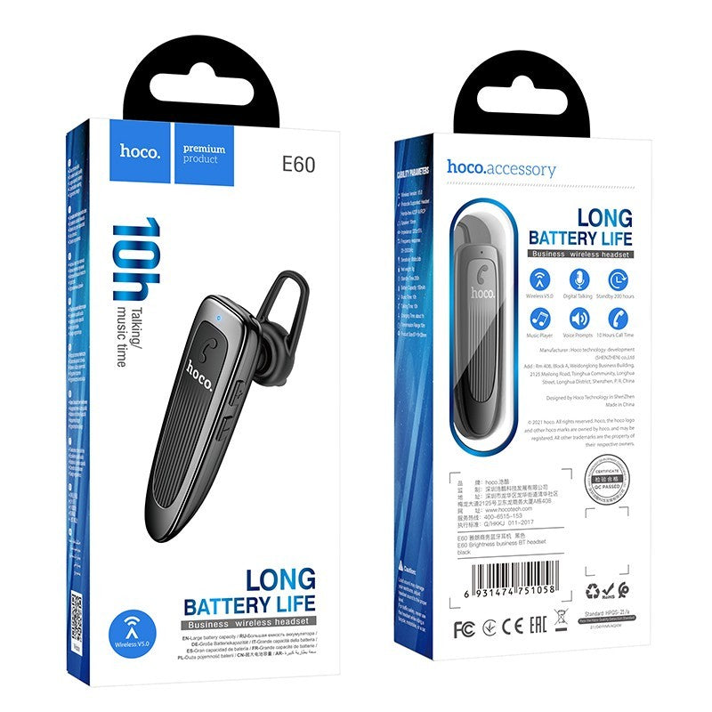Handsfree Bluetooth HOCO E60 Brightness, A2DP, Negru