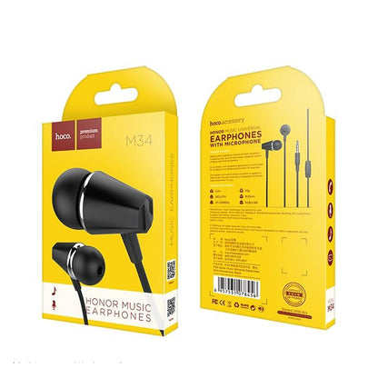 Handsfree 3.5mm HOCO M34 Honor Music, Negru