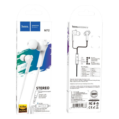 Handsfree 3.5mm HOCO M72 Admire, Alb