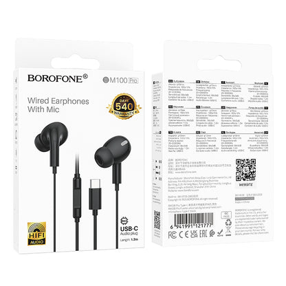 Handsfree USB-C Borofone BM100 Pro Fuente, Negru