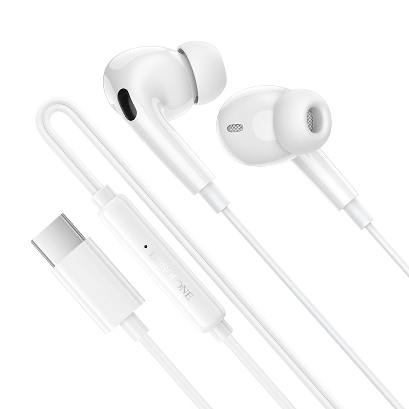 Handsfree USB-C Borofone BM100 Pro Fuente, Alb