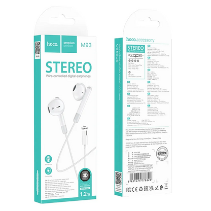 Handsfree USB-C HOCO M93, Alb