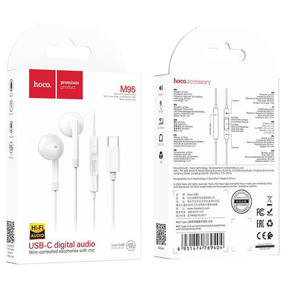 Handsfree USB-C HOCO M95, Alb