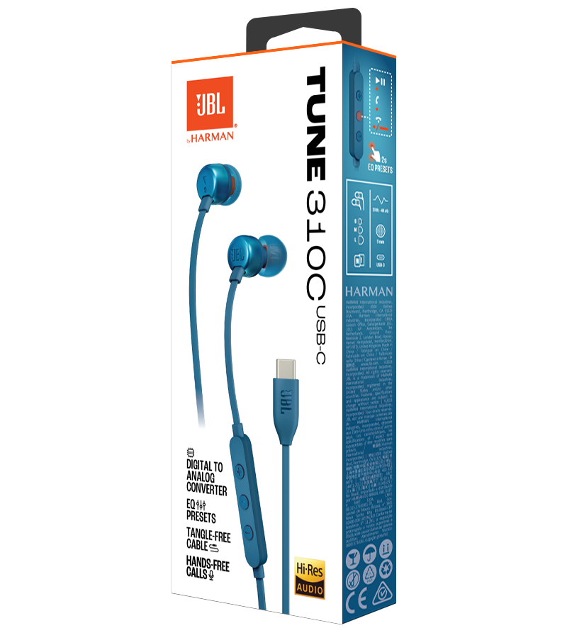 Handsfree USB-C JBL Tune 310C, Albastru JBLT310CBLU