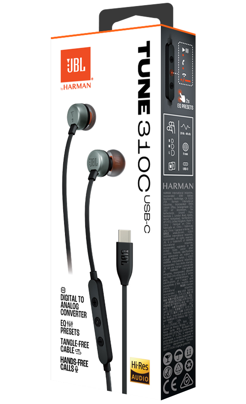 Handsfree USB-C JBL Tune 310C, Negru JBLT310CBLK