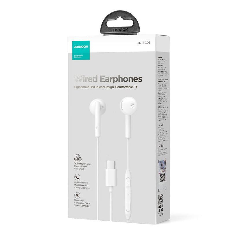 Handsfree USB-C Joyroom JR-EC05, Alb