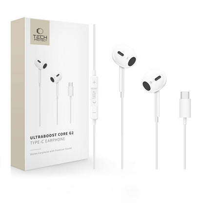 Handsfree USB-C Tech-Protect Ultraboost Core G2, Alb