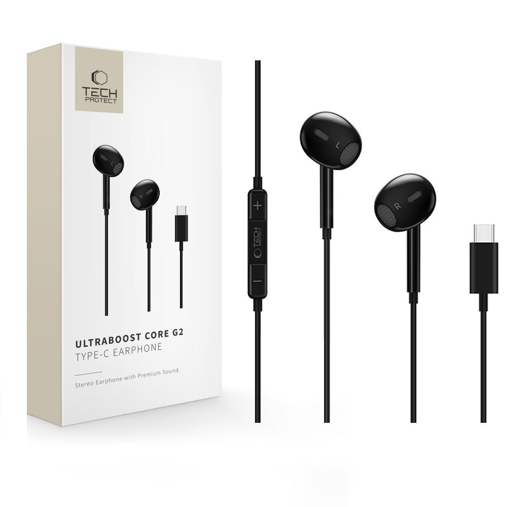 Handsfree USB-C Tech-Protect Ultraboost Core G2, Negru