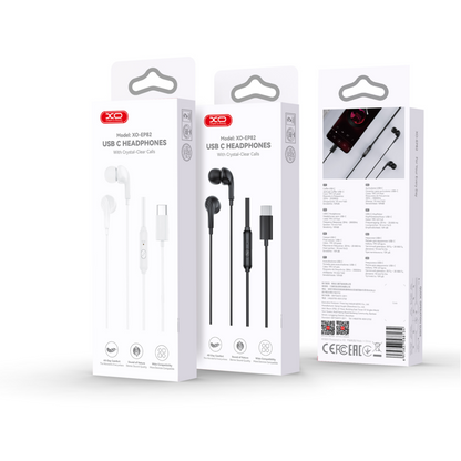 Handsfree USB-C XO Design EP82, Negru