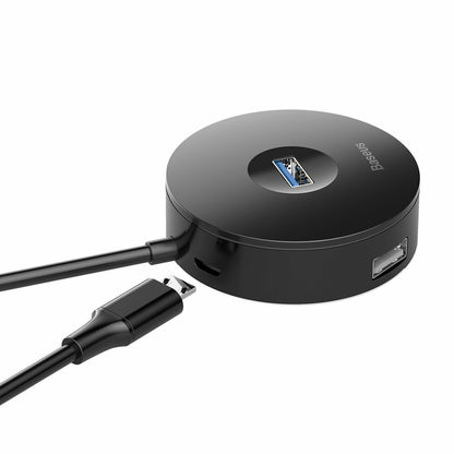 Hub USB Baseus Round, 3 x USB-A - 1 x USB-A 3.0, 1m, Negru CAHUB-U01