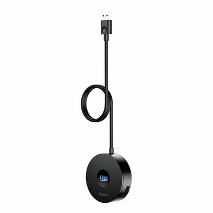 Hub USB Baseus Round, 3 x USB-A - 1 x USB-A 3.0, 1m, Negru CAHUB-U01